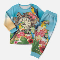 It's 5 o'clock Somewhere Christmas Pajama Set Hawaiian Tropical Parrots - Wonder Print Shop