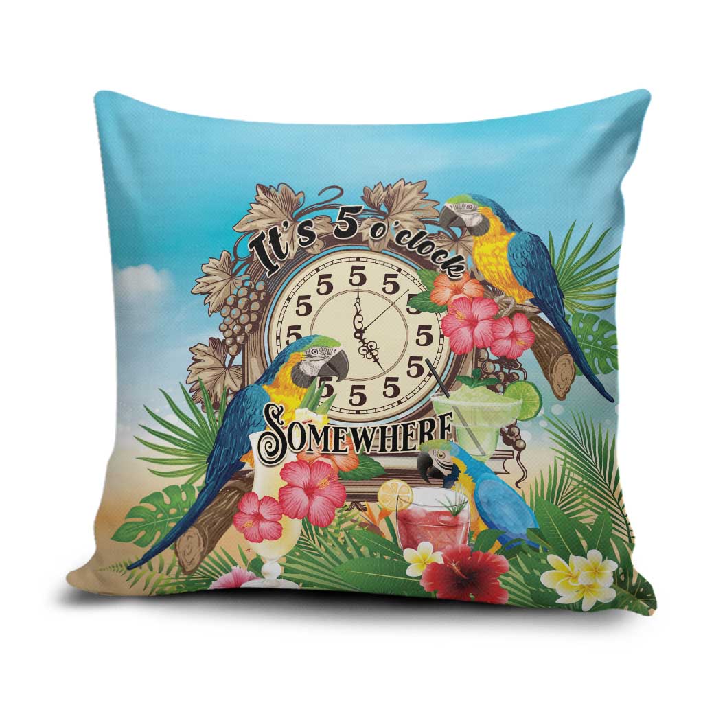 It's 5 o'clock Somewhere Pillow Cover Hawaiian Tropical Parrots - Wonder Print Shop