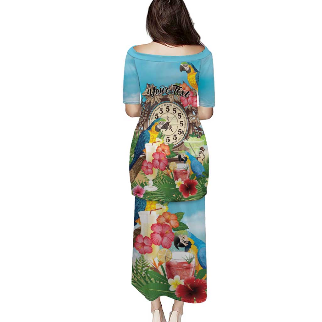 Personalized It's 5 o'clock Somewhere Puletasi Hawaiian Tropical Parrots - Wonder Print Shop