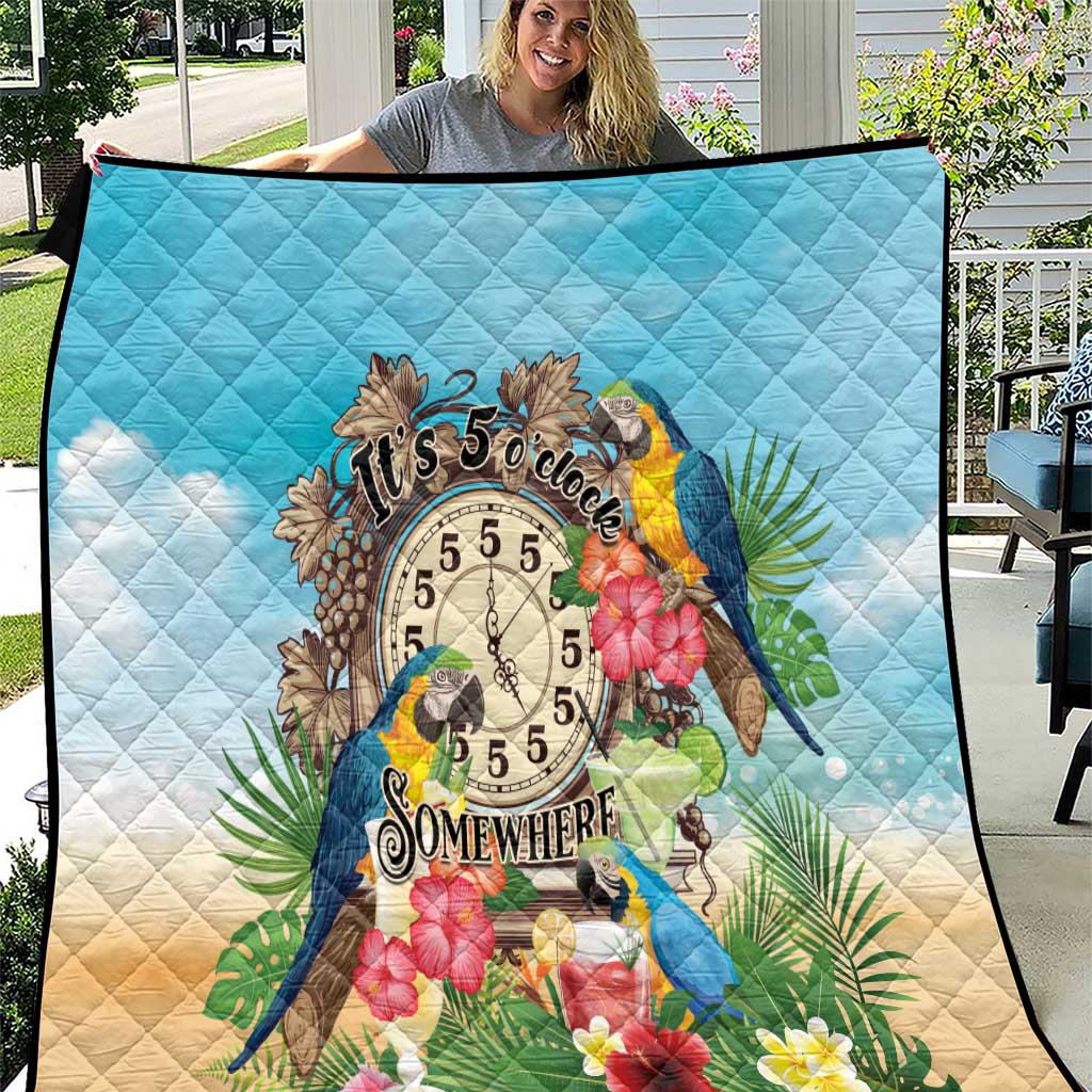 It's 5 o'clock Somewhere Quilt Hawaiian Tropical Parrots - Wonder Print Shop