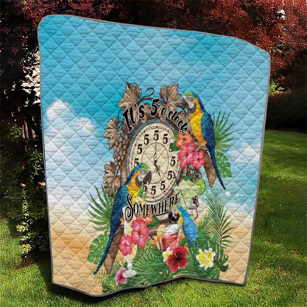 It's 5 o'clock Somewhere Quilt Hawaiian Tropical Parrots - Wonder Print Shop