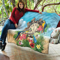 It's 5 o'clock Somewhere Quilt Hawaiian Tropical Parrots - Wonder Print Shop