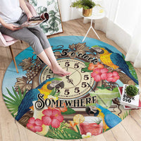 It's 5 o'clock Somewhere Round Carpet Hawaiian Tropical Parrots - Wonder Print Shop