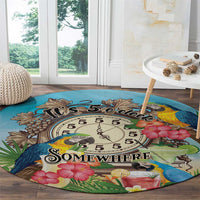 It's 5 o'clock Somewhere Round Carpet Hawaiian Tropical Parrots - Wonder Print Shop