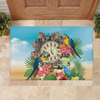 It's 5 o'clock Somewhere Rubber Doormat Hawaiian Tropical Parrots - Wonder Print Shop