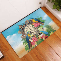 It's 5 o'clock Somewhere Rubber Doormat Hawaiian Tropical Parrots - Wonder Print Shop