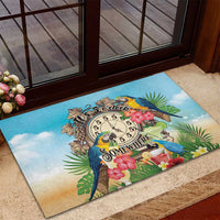 It's 5 o'clock Somewhere Rubber Doormat Hawaiian Tropical Parrots - Wonder Print Shop