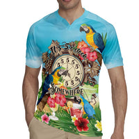 Personalized It's 5 o'clock Somewhere Rugby Jersey Hawaiian Tropical Parrots - Wonder Print Shop