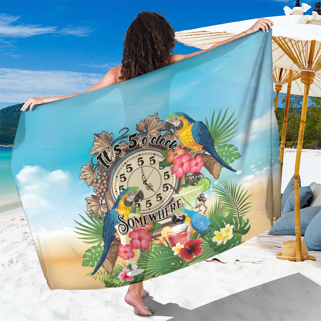 It's 5 o'clock Somewhere Sarong Hawaiian Tropical Parrots - Wonder Print Shop