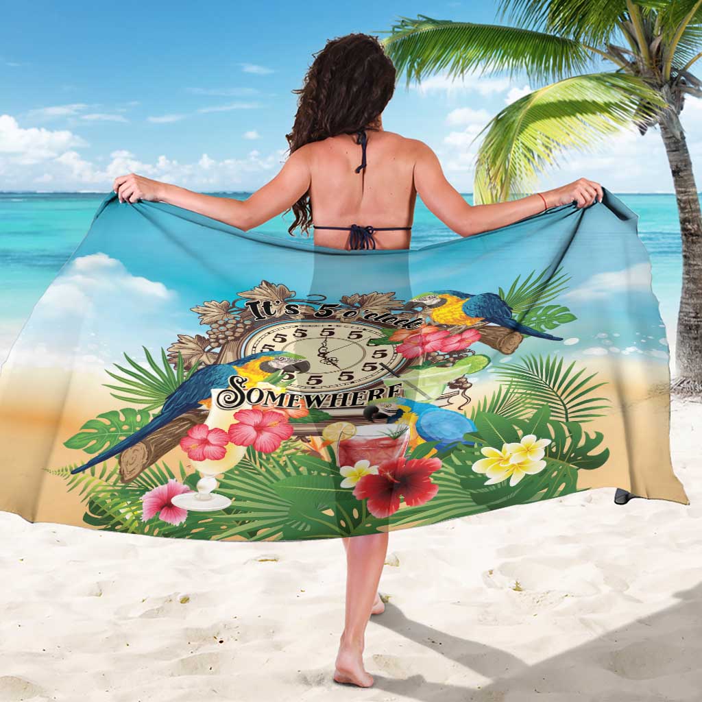 It's 5 o'clock Somewhere Sarong Hawaiian Tropical Parrots - Wonder Print Shop