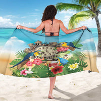 It's 5 o'clock Somewhere Sarong Hawaiian Tropical Parrots - Wonder Print Shop