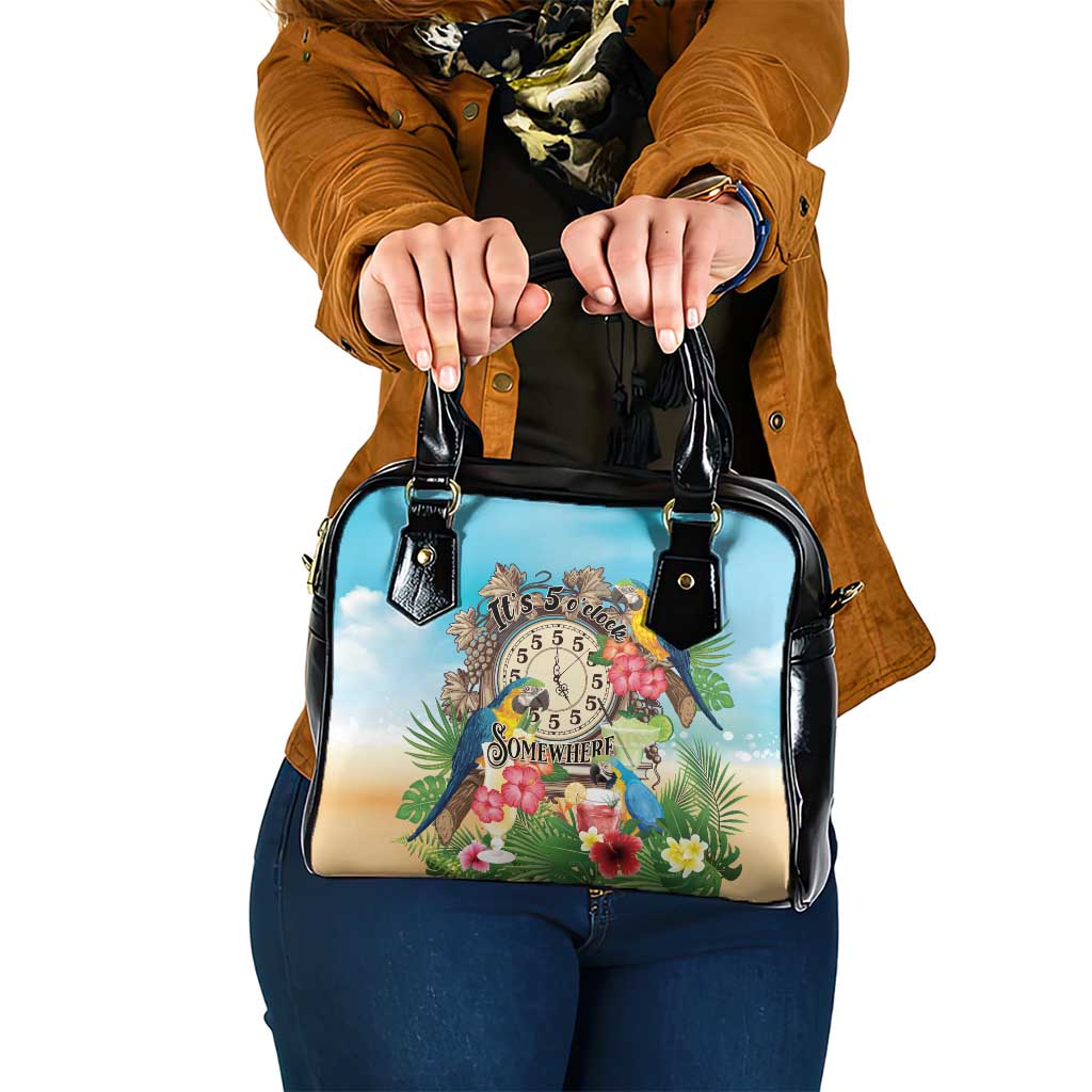 It's 5 o'clock Somewhere Shoulder Handbag Hawaiian Tropical Parrots - Wonder Print Shop