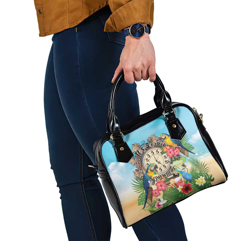 It's 5 o'clock Somewhere Shoulder Handbag Hawaiian Tropical Parrots - Wonder Print Shop