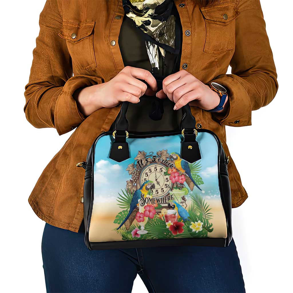 It's 5 o'clock Somewhere Shoulder Handbag Hawaiian Tropical Parrots - Wonder Print Shop