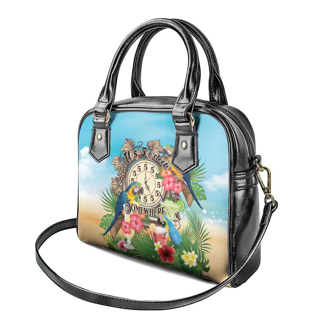 It's 5 o'clock Somewhere Shoulder Handbag Hawaiian Tropical Parrots - Wonder Print Shop