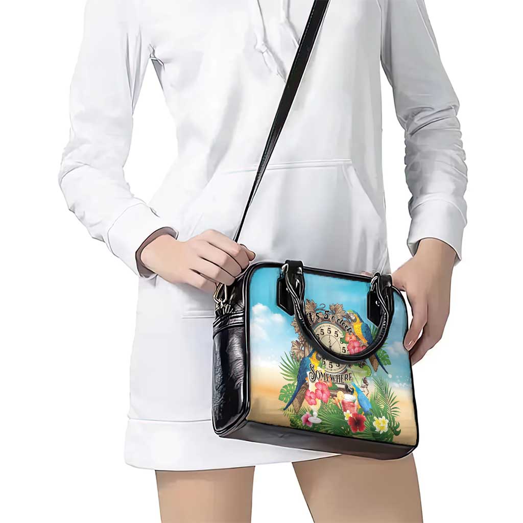 It's 5 o'clock Somewhere Shoulder Handbag Hawaiian Tropical Parrots - Wonder Print Shop