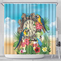 It's 5 o'clock Somewhere Shower Curtain Hawaiian Tropical Parrots - Wonder Print Shop