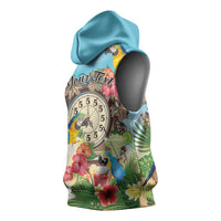 Personalized It's 5 o'clock Somewhere Sleeveless Hoodie Hawaiian Tropical Parrots - Wonder Print Shop