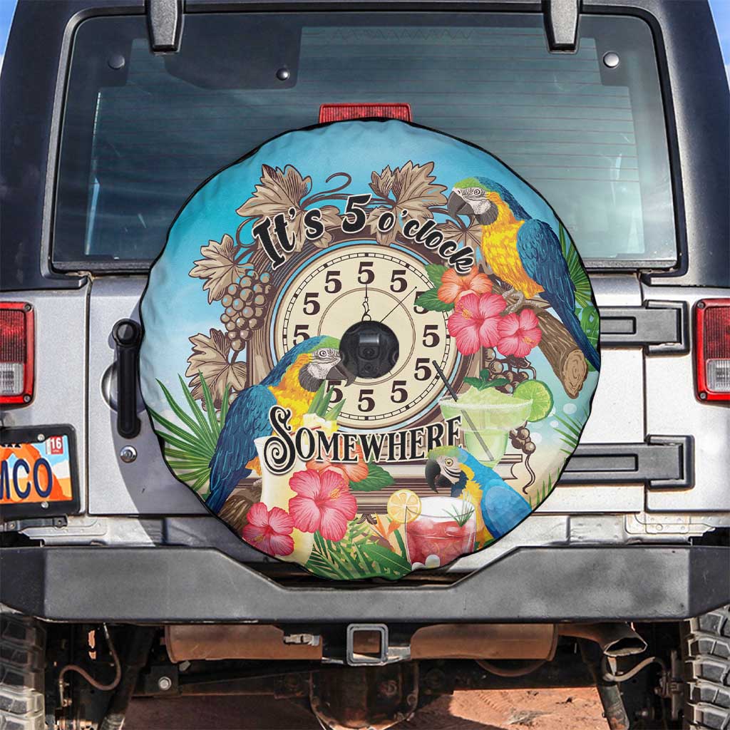 It's 5 o'clock Somewhere Spare Tire Cover Hawaiian Tropical Parrots - Wonder Print Shop