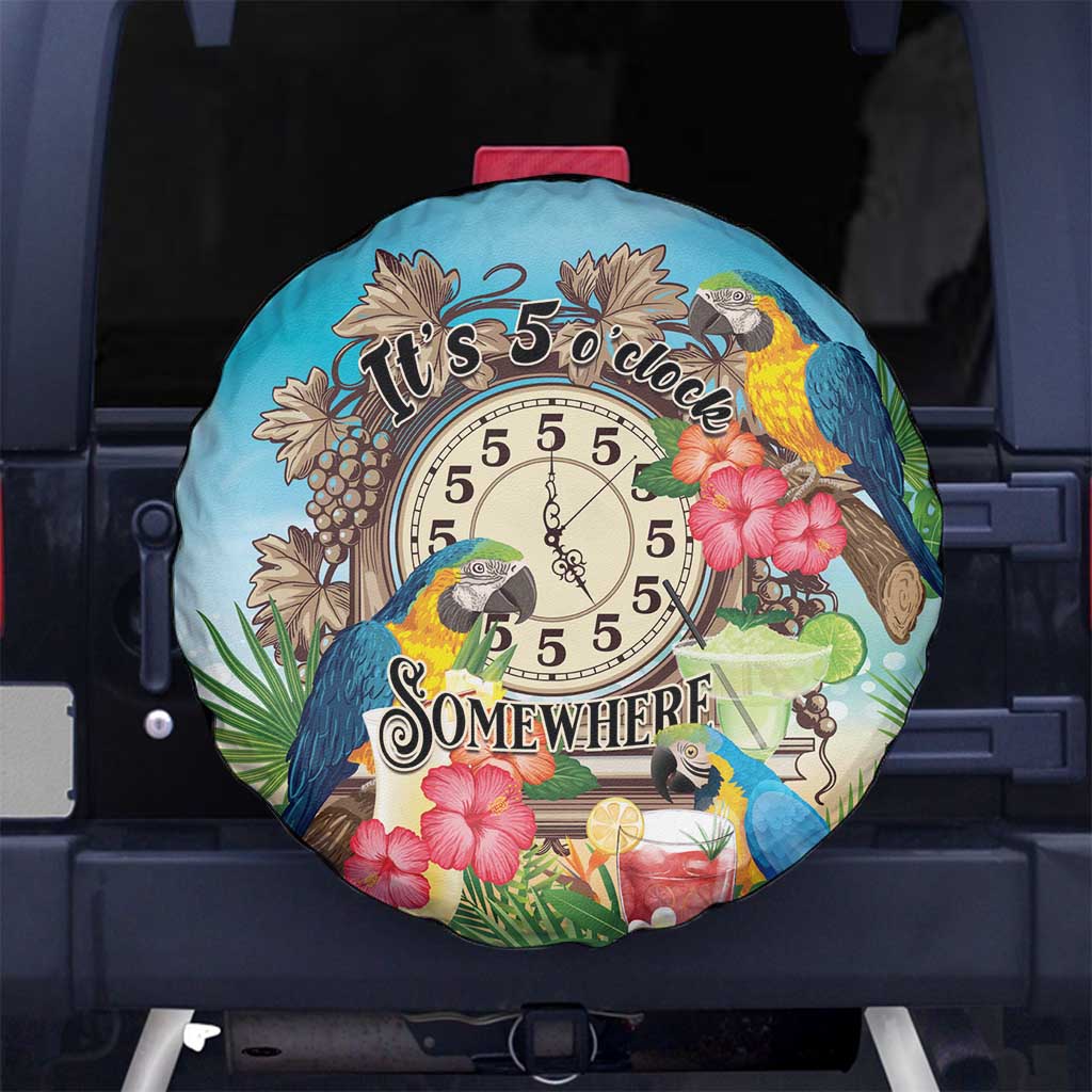 It's 5 o'clock Somewhere Spare Tire Cover Hawaiian Tropical Parrots - Wonder Print Shop