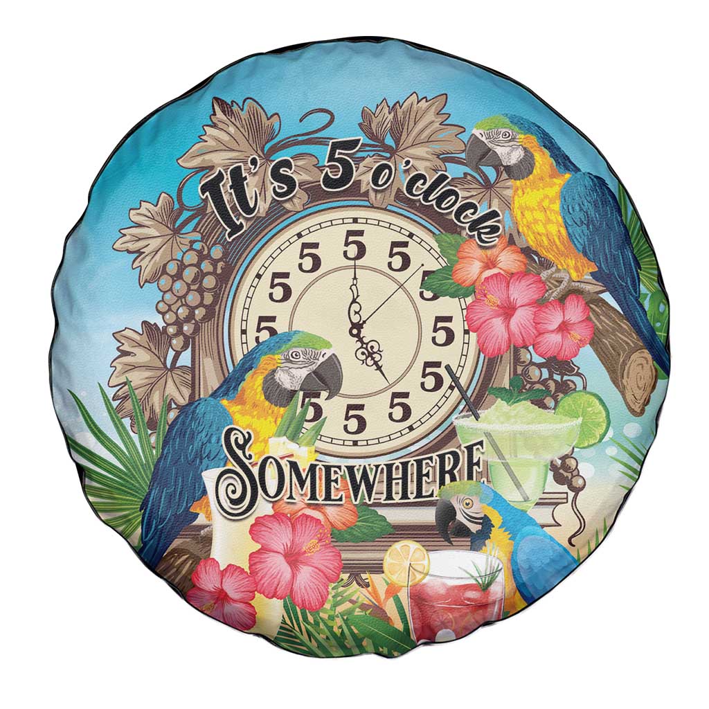 It's 5 o'clock Somewhere Spare Tire Cover Hawaiian Tropical Parrots - Wonder Print Shop