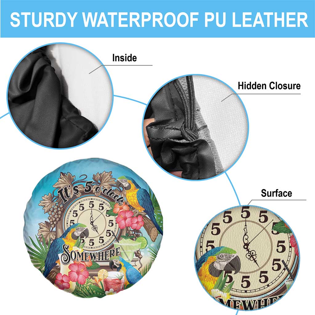 It's 5 o'clock Somewhere Spare Tire Cover Hawaiian Tropical Parrots - Wonder Print Shop