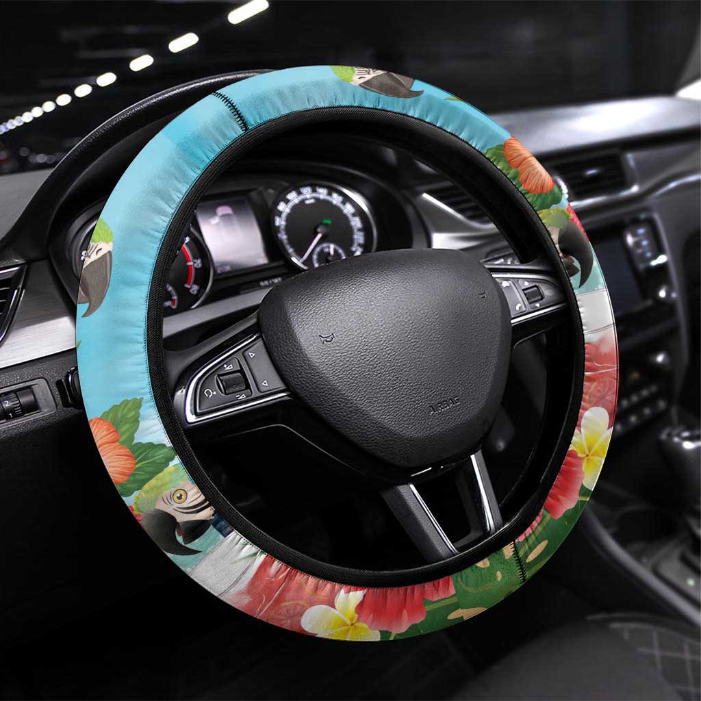It's 5 o'clock Somewhere Steering Wheel Cover Hawaiian Tropical Parrots - Wonder Print Shop