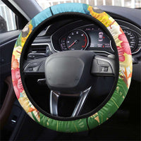 It's 5 o'clock Somewhere Steering Wheel Cover Hawaiian Tropical Parrots - Wonder Print Shop