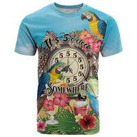 Personalized It's 5 o'clock Somewhere T Shirt Hawaiian Tropical Parrots - Wonder Print Shop