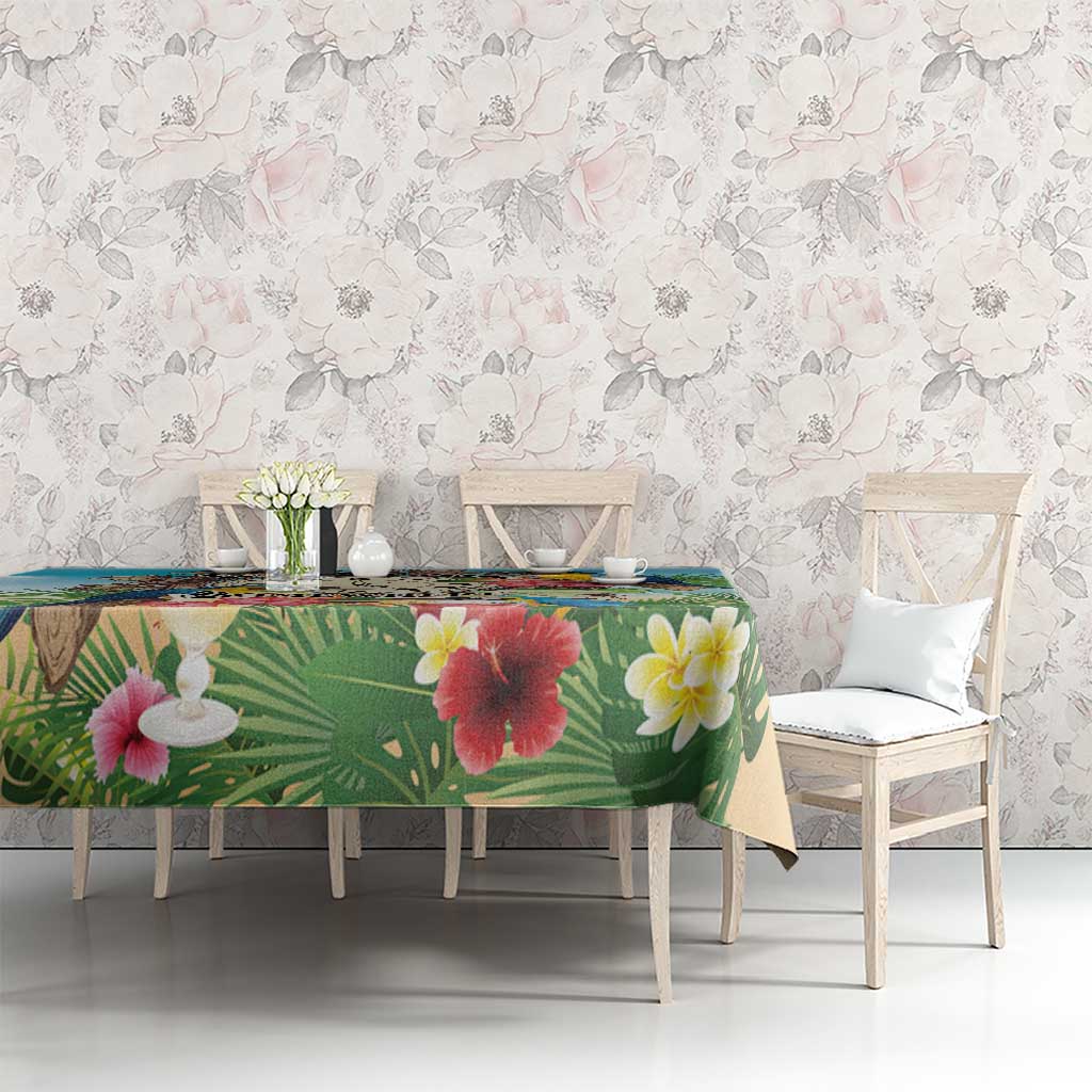 It's 5 o'clock Somewhere Tablecloth Hawaiian Tropical Parrots - Wonder Print Shop