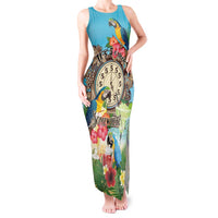 Personalized It's 5 o'clock Somewhere Tank Maxi Dress Hawaiian Tropical Parrots - Wonder Print Shop
