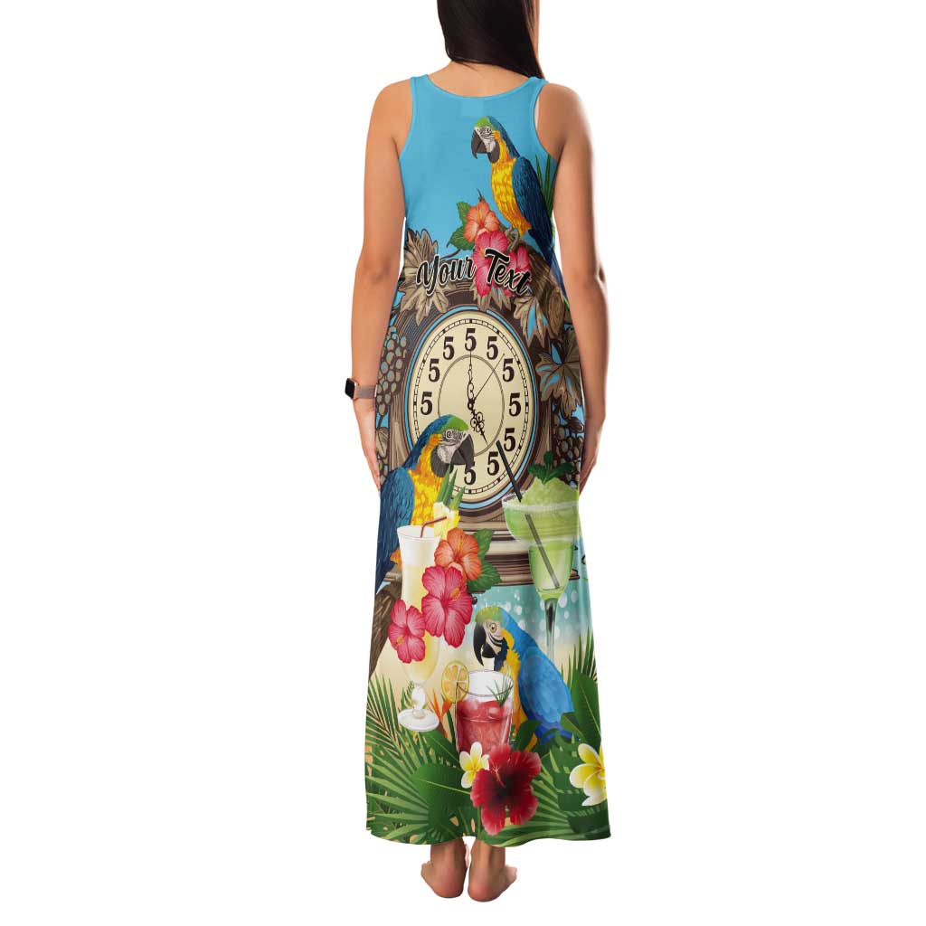 Personalized It's 5 o'clock Somewhere Tank Maxi Dress Hawaiian Tropical Parrots - Wonder Print Shop