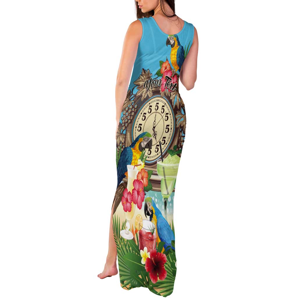 Personalized It's 5 o'clock Somewhere Tank Maxi Dress Hawaiian Tropical Parrots - Wonder Print Shop
