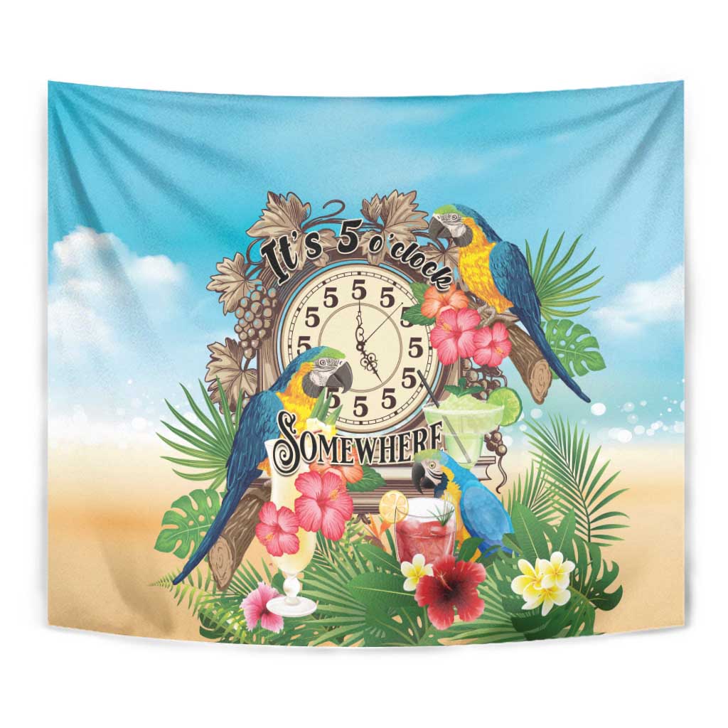 It's 5 o'clock Somewhere Tapestry Hawaiian Tropical Parrots - Wonder Print Shop