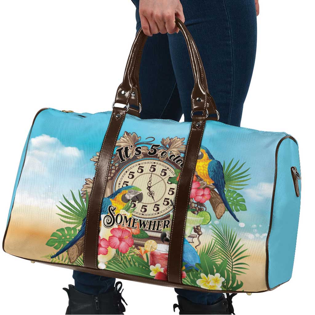 It's 5 o'clock Somewhere Travel Bag Hawaiian Tropical Parrots - Wonder Print Shop