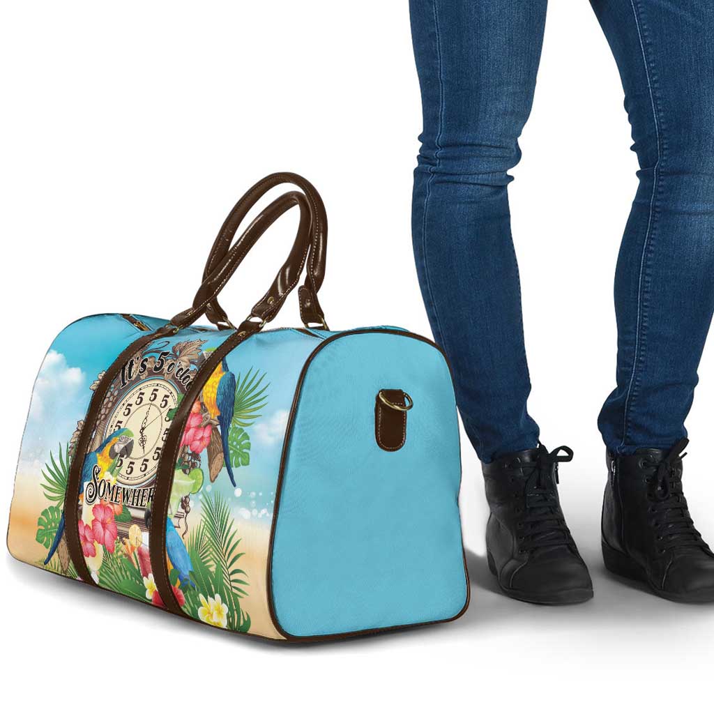 It's 5 o'clock Somewhere Travel Bag Hawaiian Tropical Parrots - Wonder Print Shop