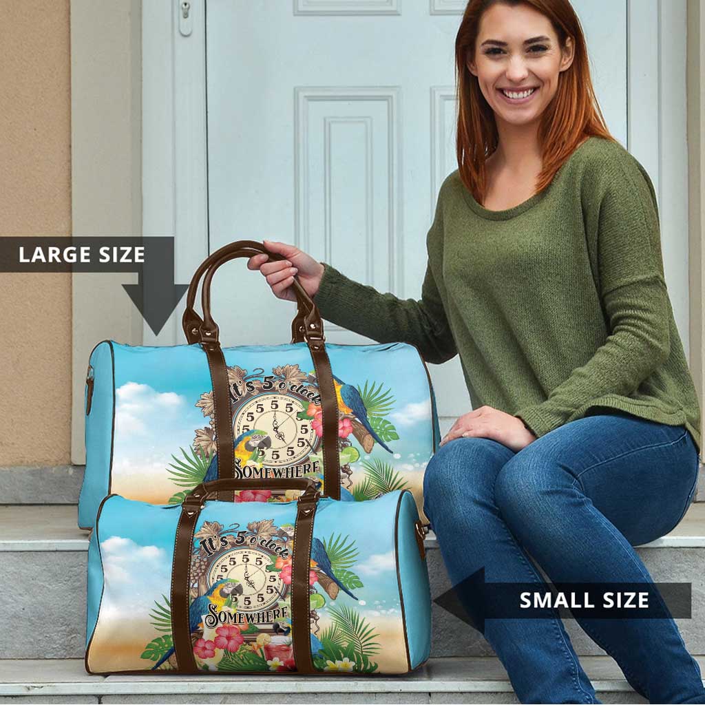 It's 5 o'clock Somewhere Travel Bag Hawaiian Tropical Parrots - Wonder Print Shop