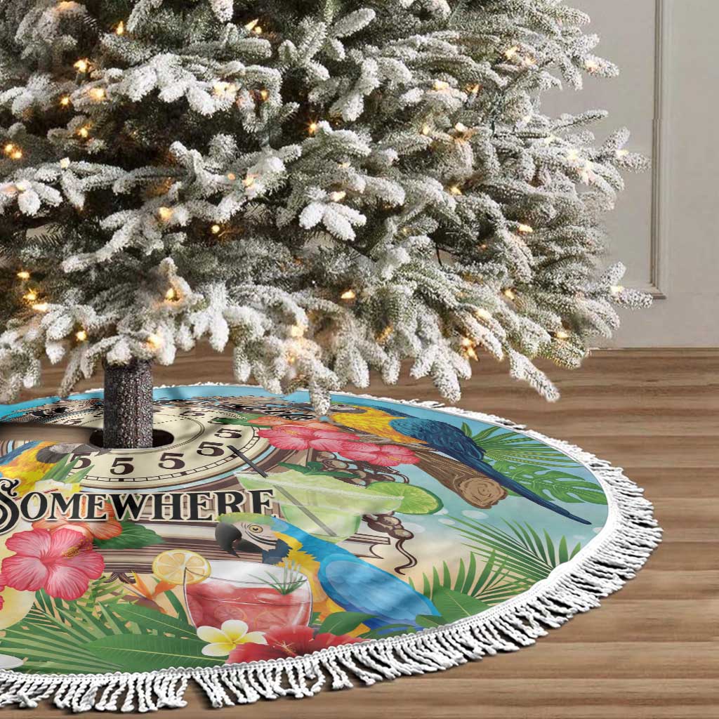 It's 5 o'clock Somewhere Tree Skirt Hawaiian Tropical Parrots - Wonder Print Shop
