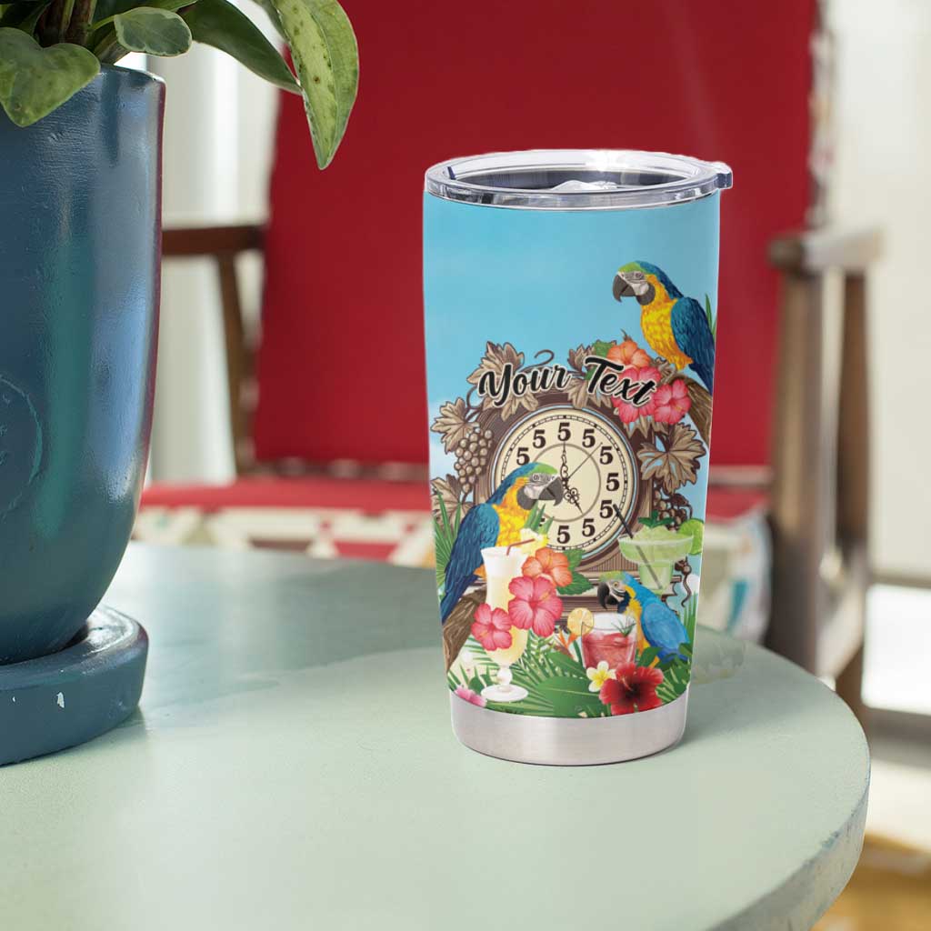 Personalized It's 5 o'clock Somewhere Tumbler Cup Hawaiian Tropical Parrots - Wonder Print Shop