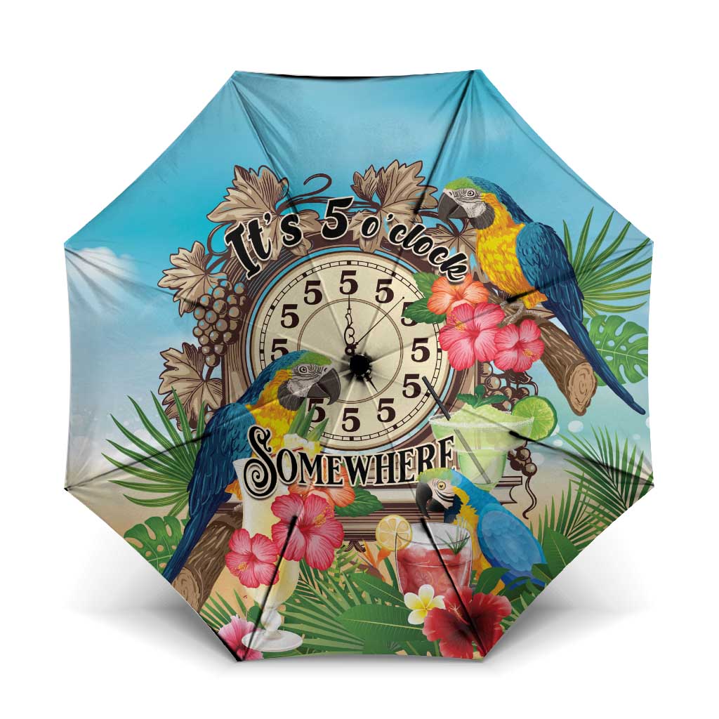 It's 5 o'clock Somewhere Umbrella Hawaiian Tropical Parrots - Wonder Print Shop