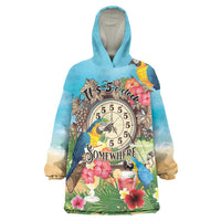 Personalized It's 5 o'clock Somewhere Wearable Blanket Hoodie Hawaiian Tropical Parrots - Wonder Print Shop