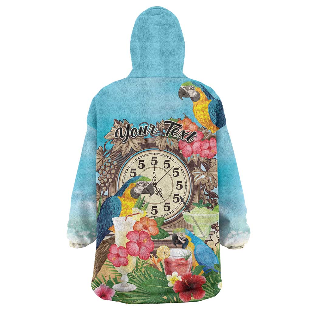 Personalized It's 5 o'clock Somewhere Wearable Blanket Hoodie Hawaiian Tropical Parrots - Wonder Print Shop
