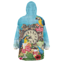 Personalized It's 5 o'clock Somewhere Wearable Blanket Hoodie Hawaiian Tropical Parrots - Wonder Print Shop