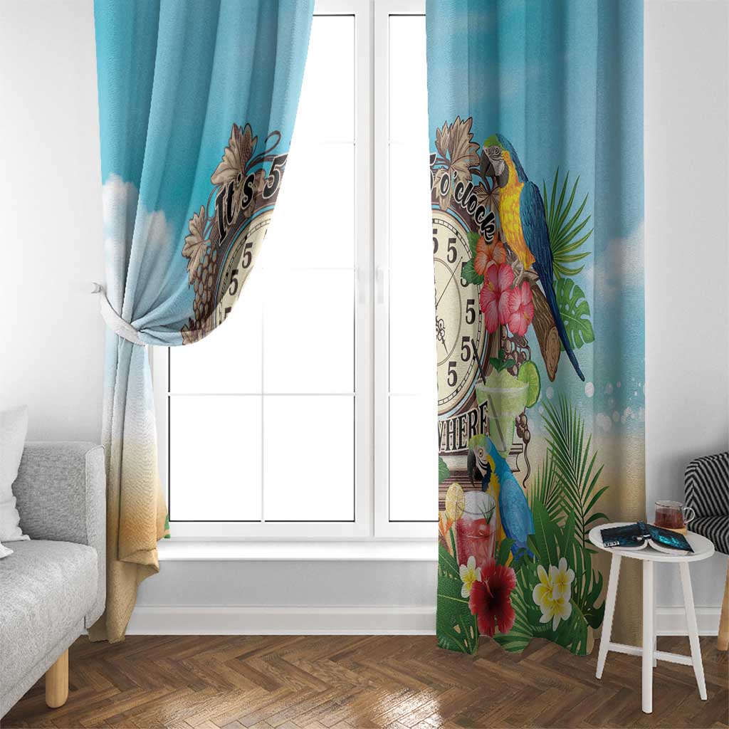 It's 5 o'clock Somewhere Window Curtain Hawaiian Tropical Parrots - Wonder Print Shop