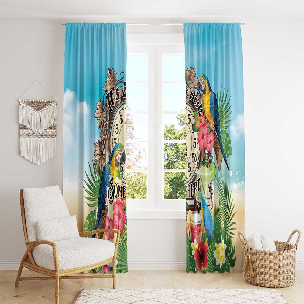 It's 5 o'clock Somewhere Window Curtain Hawaiian Tropical Parrots - Wonder Print Shop