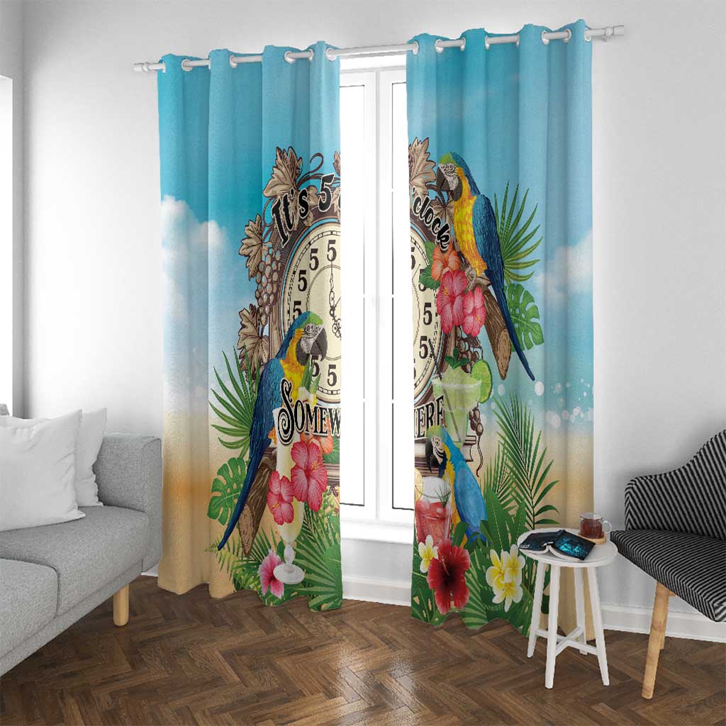 It's 5 o'clock Somewhere Window Curtain Hawaiian Tropical Parrots - Wonder Print Shop