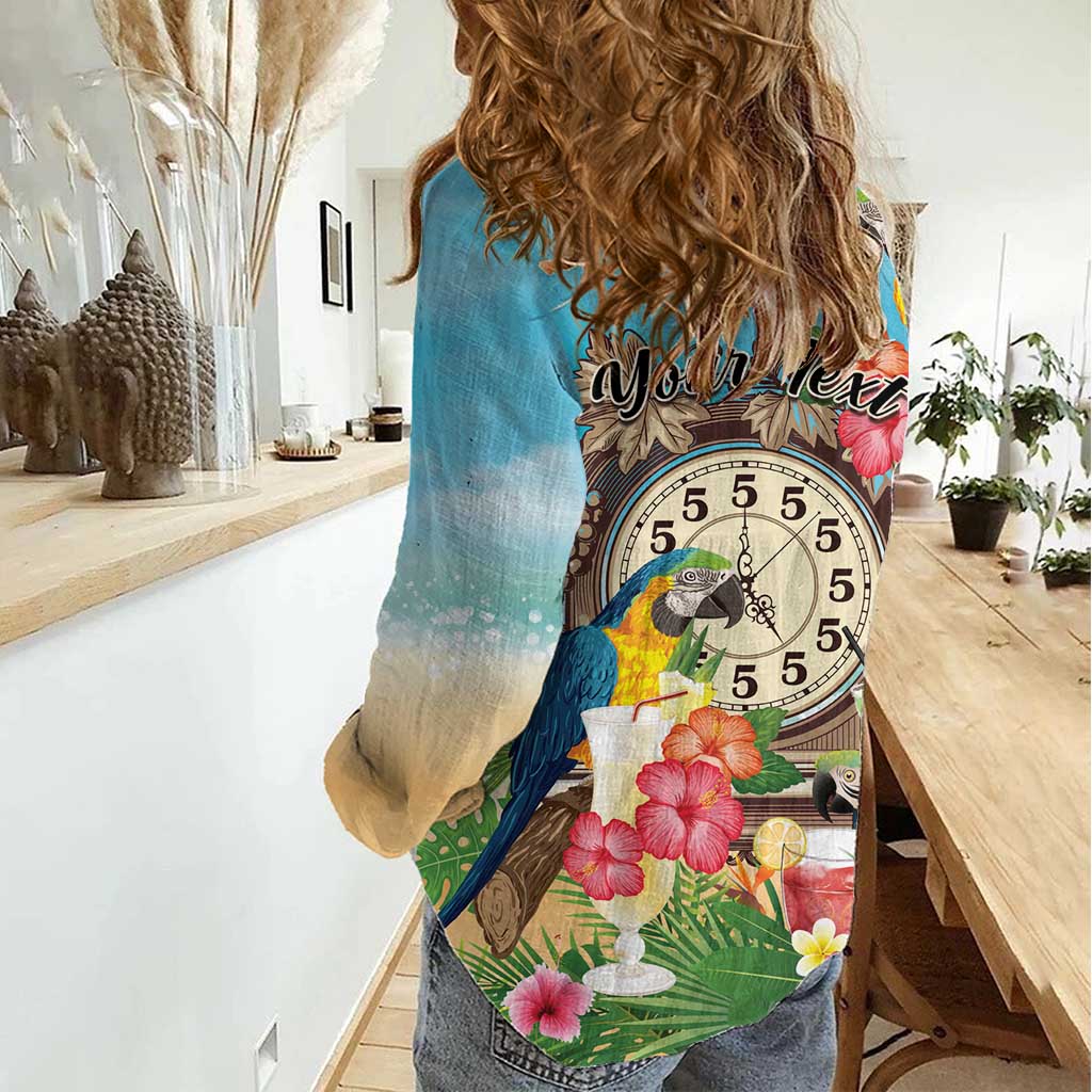 Personalized It's 5 o'clock Somewhere Women Casual Shirt Hawaiian Tropical Parrots - Wonder Print Shop