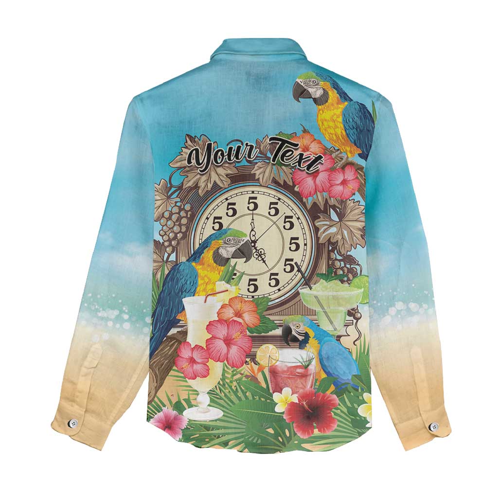 Personalized It's 5 o'clock Somewhere Women Casual Shirt Hawaiian Tropical Parrots - Wonder Print Shop