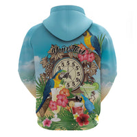 Personalized It's 5 o'clock Somewhere Zip Hoodie Hawaiian Tropical Parrots - Wonder Print Shop
