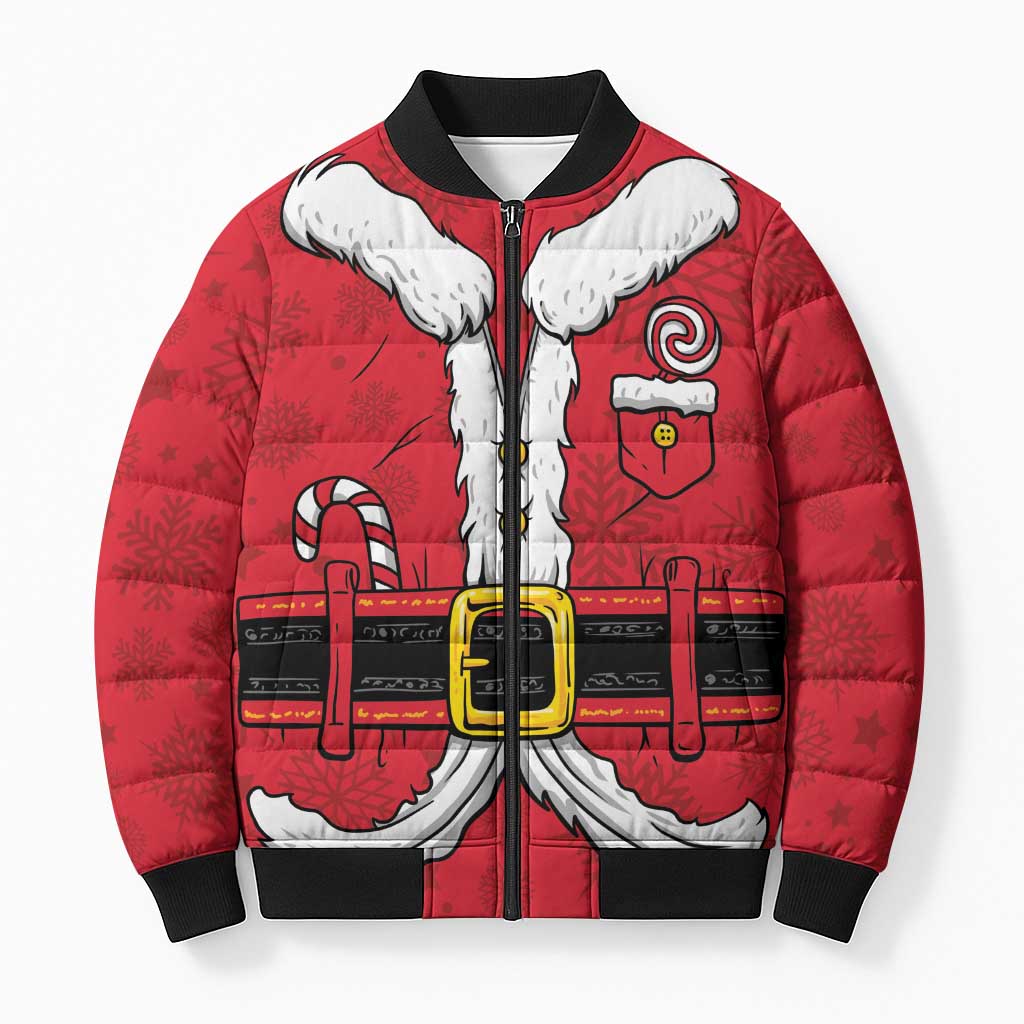 Personalized Santa Costume Bomber Puffer Jacket Funny Christmas - Wonder Print Shop